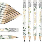 Tinlade sage green baby shower golf pencils sixty count front view showing pre-sharpened tips.