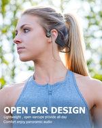 Monodeal bluetooth headphones resting on cheekbone demonstration
