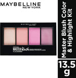 Maybelline Master Blush palette open showing three blushes and one highlighter