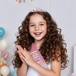 Angle view of the royal zinc alloy birthday crown for women