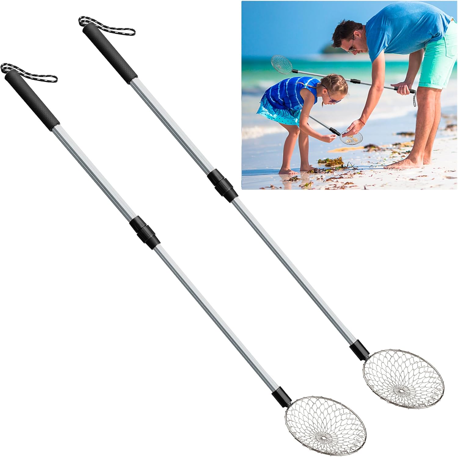 Sfcddtlg 2 Pack Adjustable Beach Sand Sifter set front view