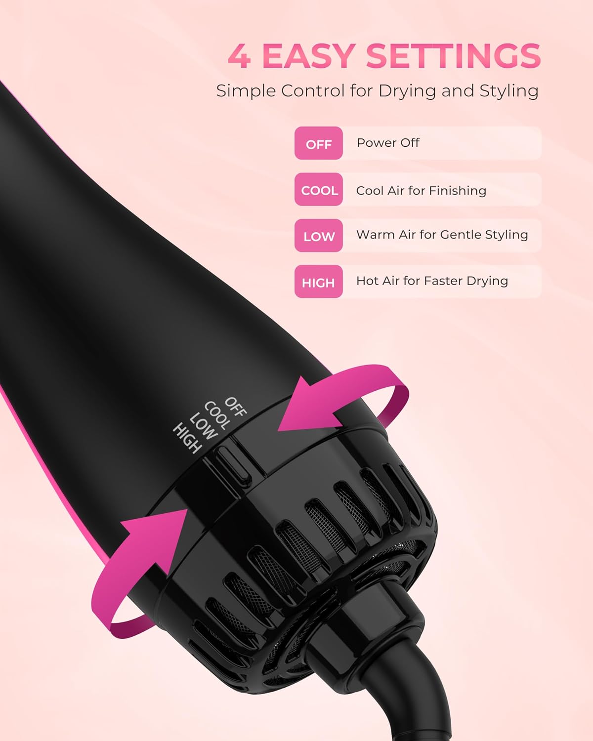 Aopant 1200W blow dryer brush lifestyle styling view