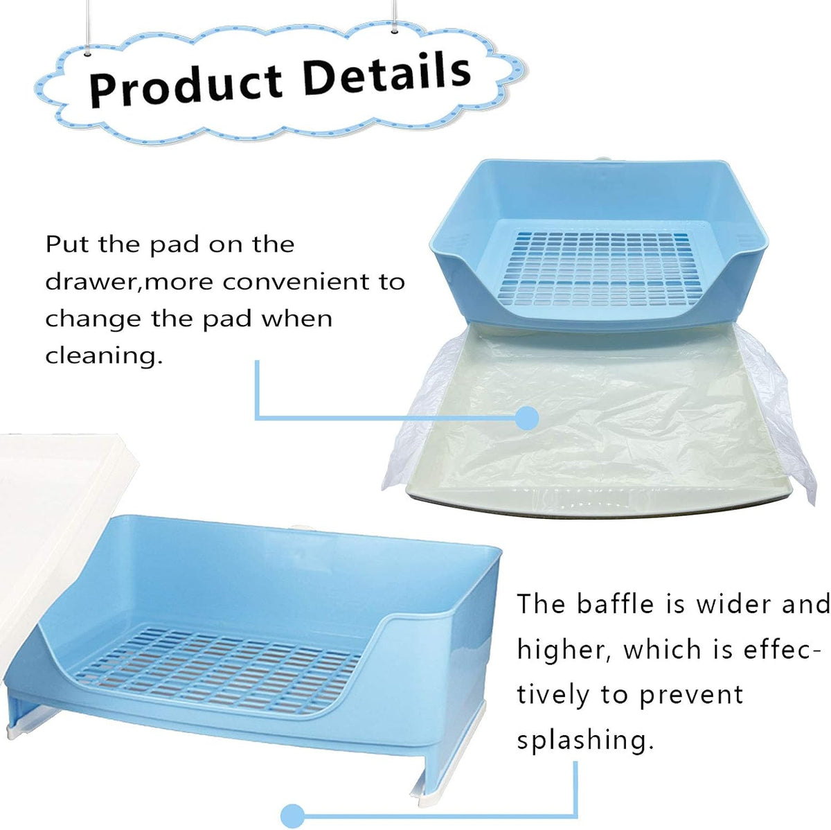 PINVNBY guinea pig litter box with cleaning brush set