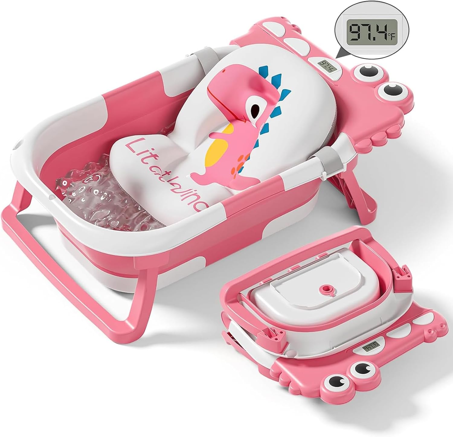 Tavlshero collapsible baby bathtub pink front view