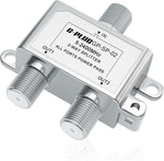 G-PLUG two way coaxial cable splitter front view showing input and output ports