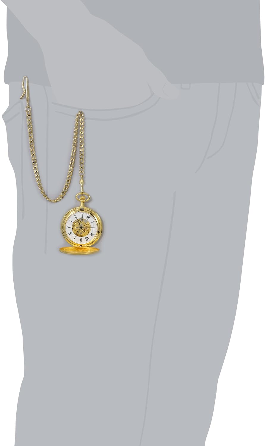 Charles-Hubert gold-plated pocket watch side profile and thickness
