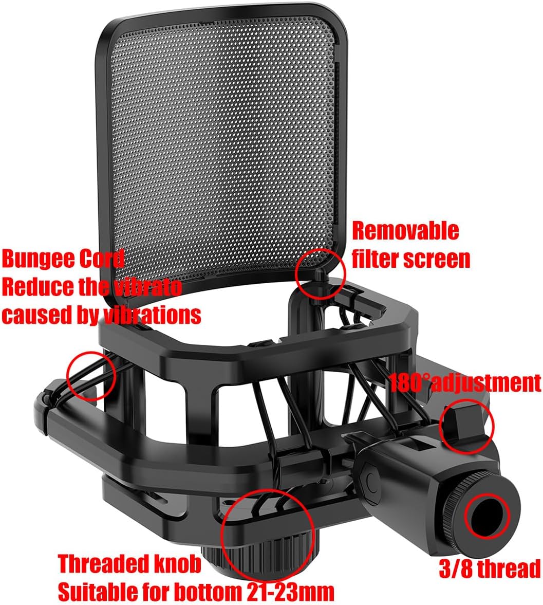 Haineao microphone mount highlighting the integrated pop filter screen design