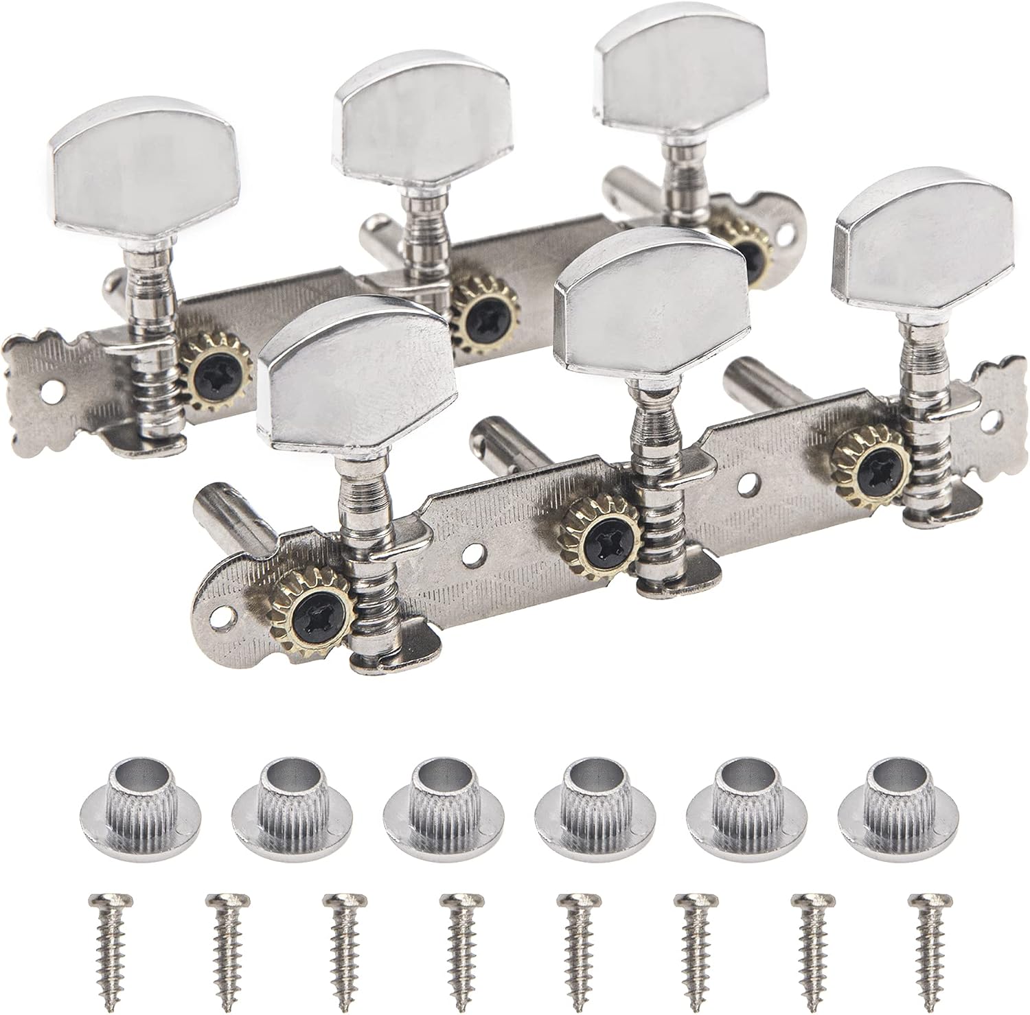 Yootones guitar tuning pegs front view silver machine heads