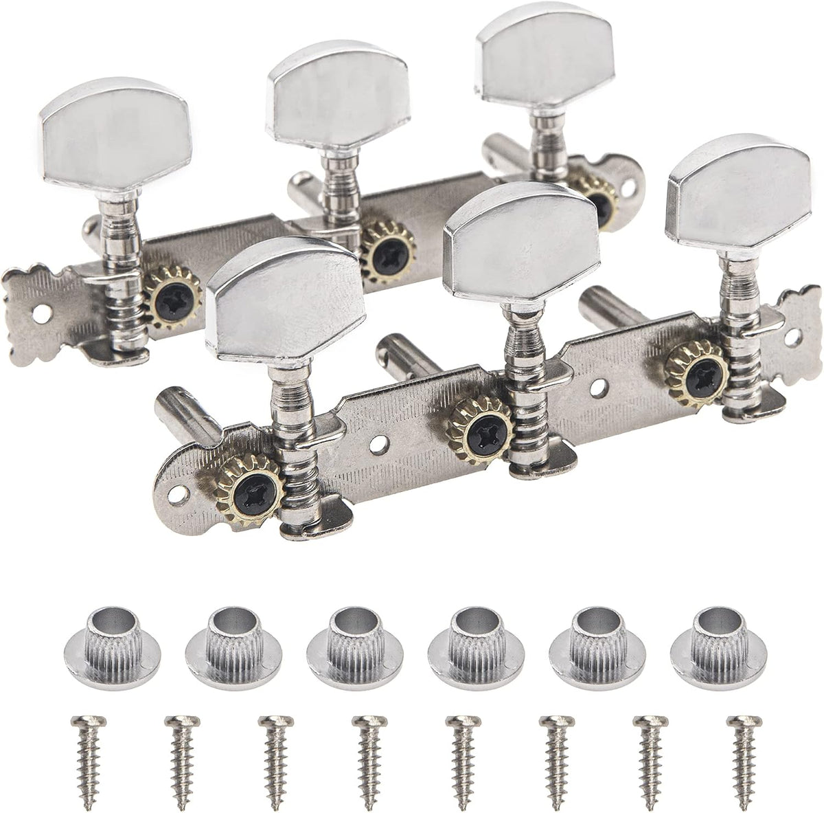 Yootones guitar tuning pegs front view silver machine heads