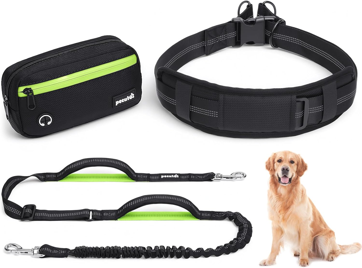 Pecute hands free dog leash waist belt front view for running