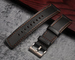 Hemsut H replacement watch strap paired with stainless steel buckle.