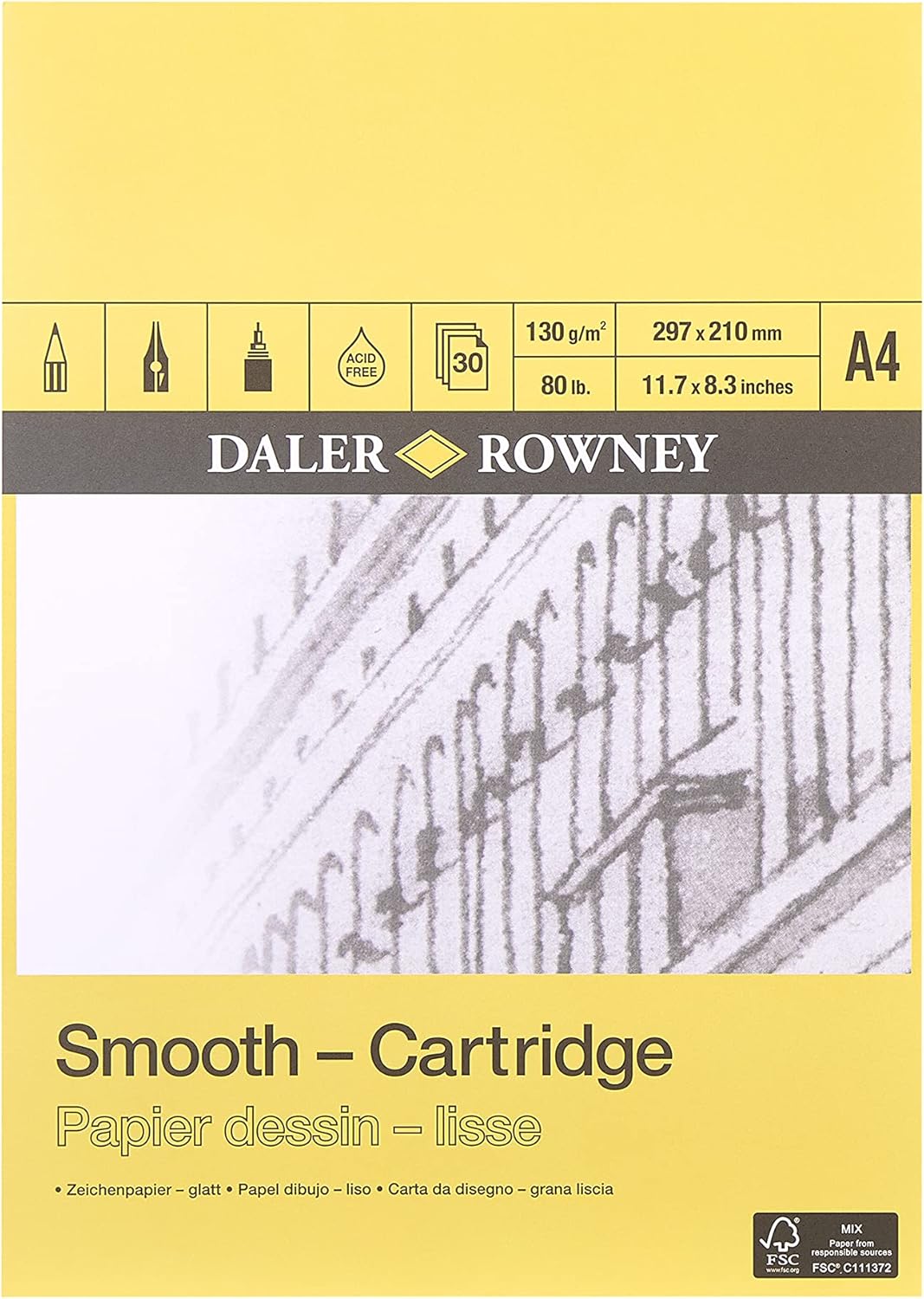 Daler-Rowney smooth cartridge drawing paper pad front view