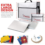 Roloway large fireproof money bag showing zipper and closure.