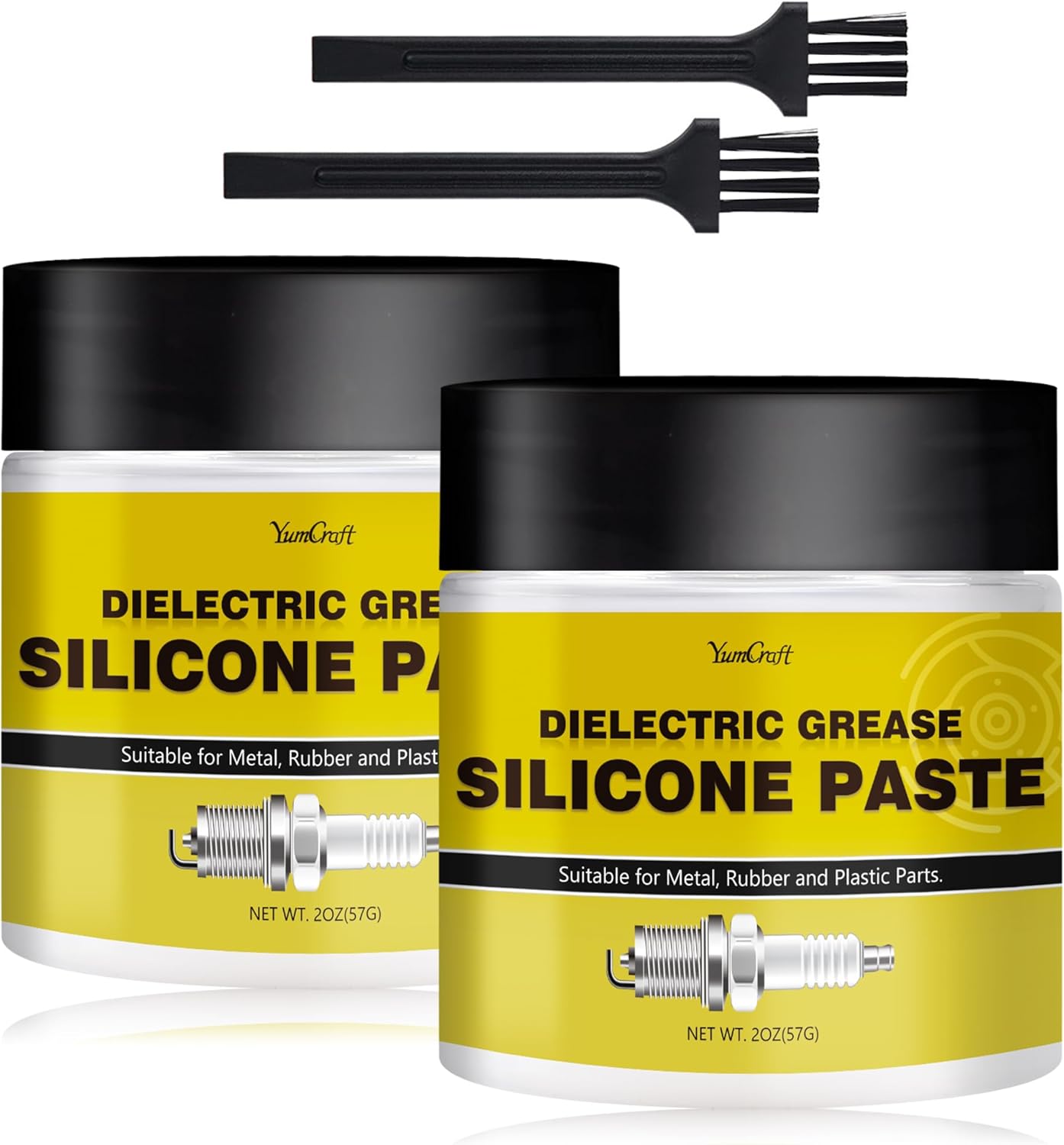 YumCraft multipurpose dielectric silicone grease front view showing the twin pack containers.