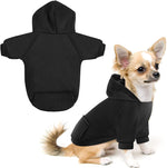Idepet black pet dog hoodie front view for small dogs