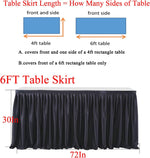 Partisky polyester table skirt showing wrinkle-resistant smooth texture