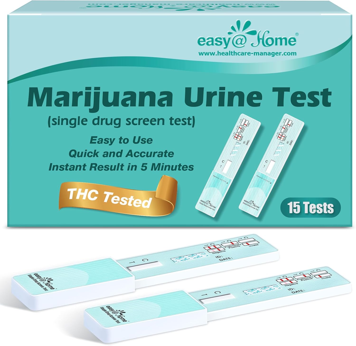 Easy@Home marijuana THC single panel drug tests kit front view packaging
