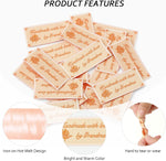 Ysleen sewing labels showing Handmade with Love text and color detail