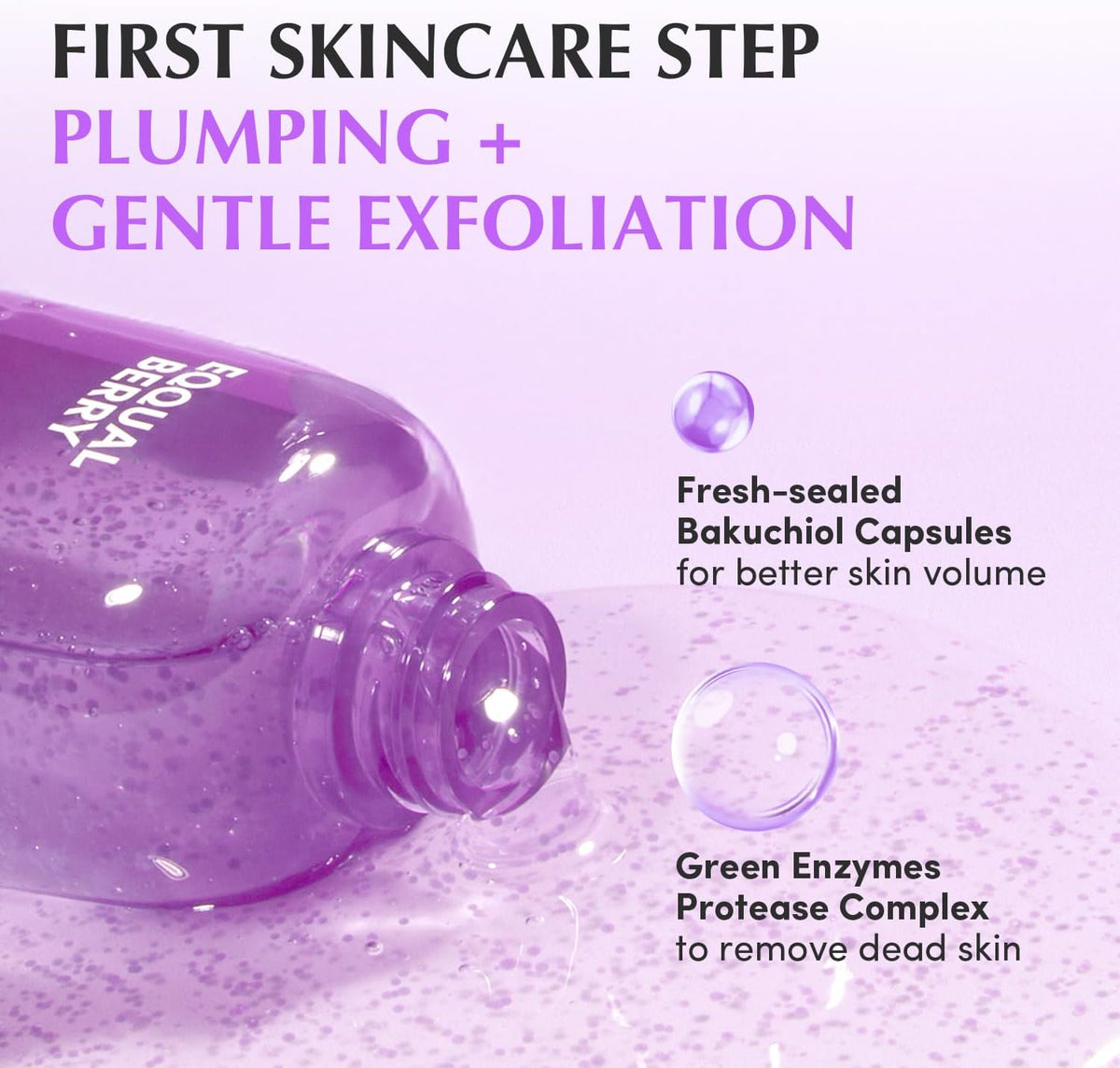 Close-up view of Eqqualberry capsule toner dispensing pump and cap design.