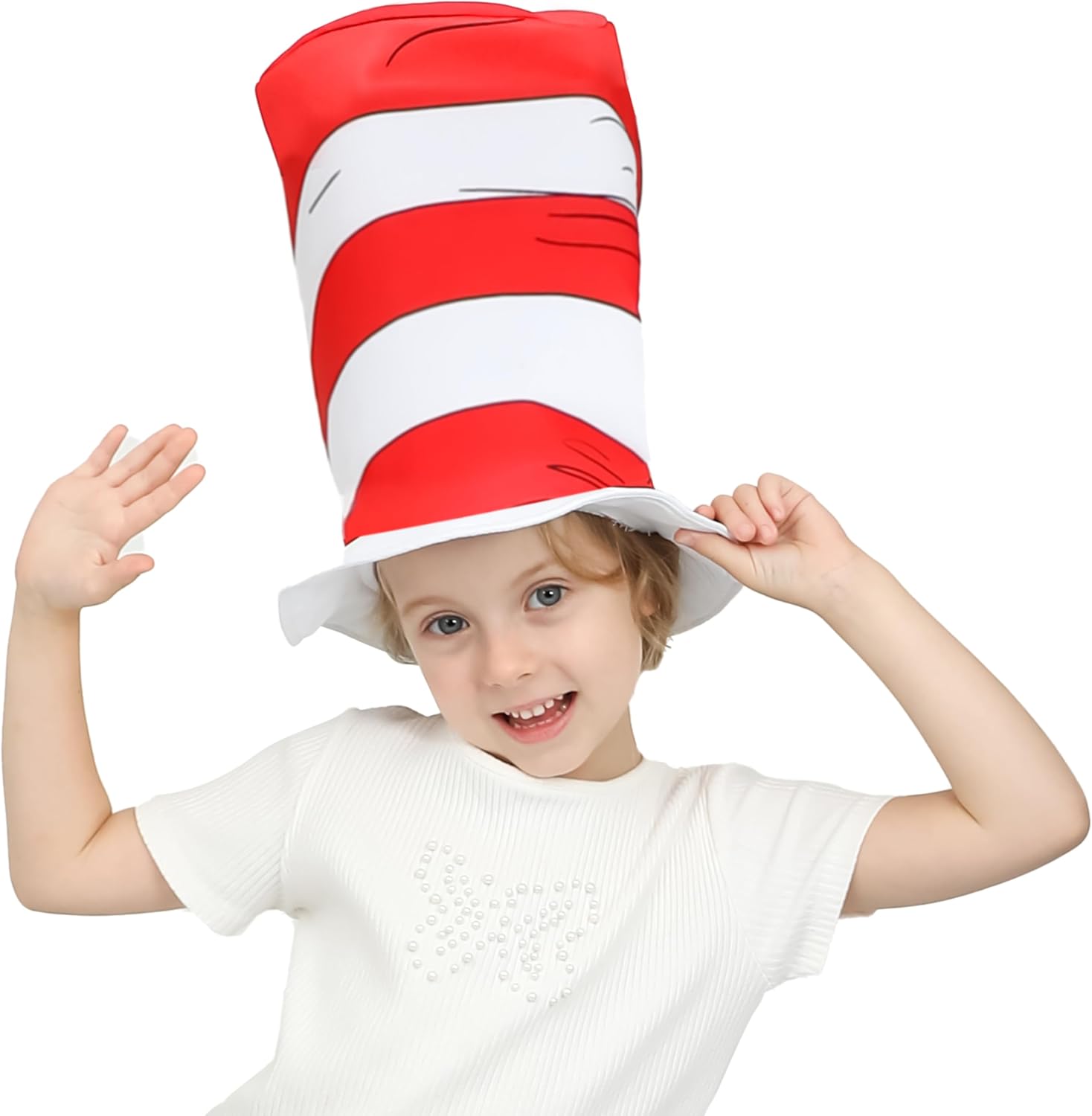 Leadtex red and white striped stovepipe top hat front view