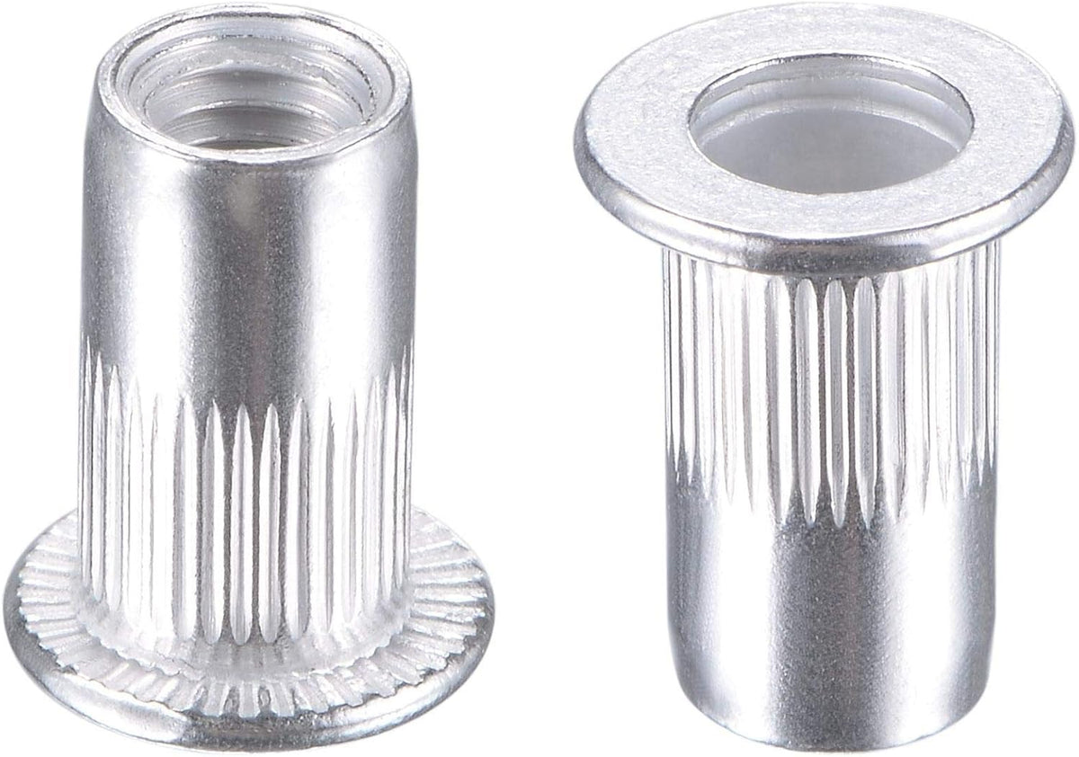 Uxcell M5 rivet nuts front view showing silver aluminum finish