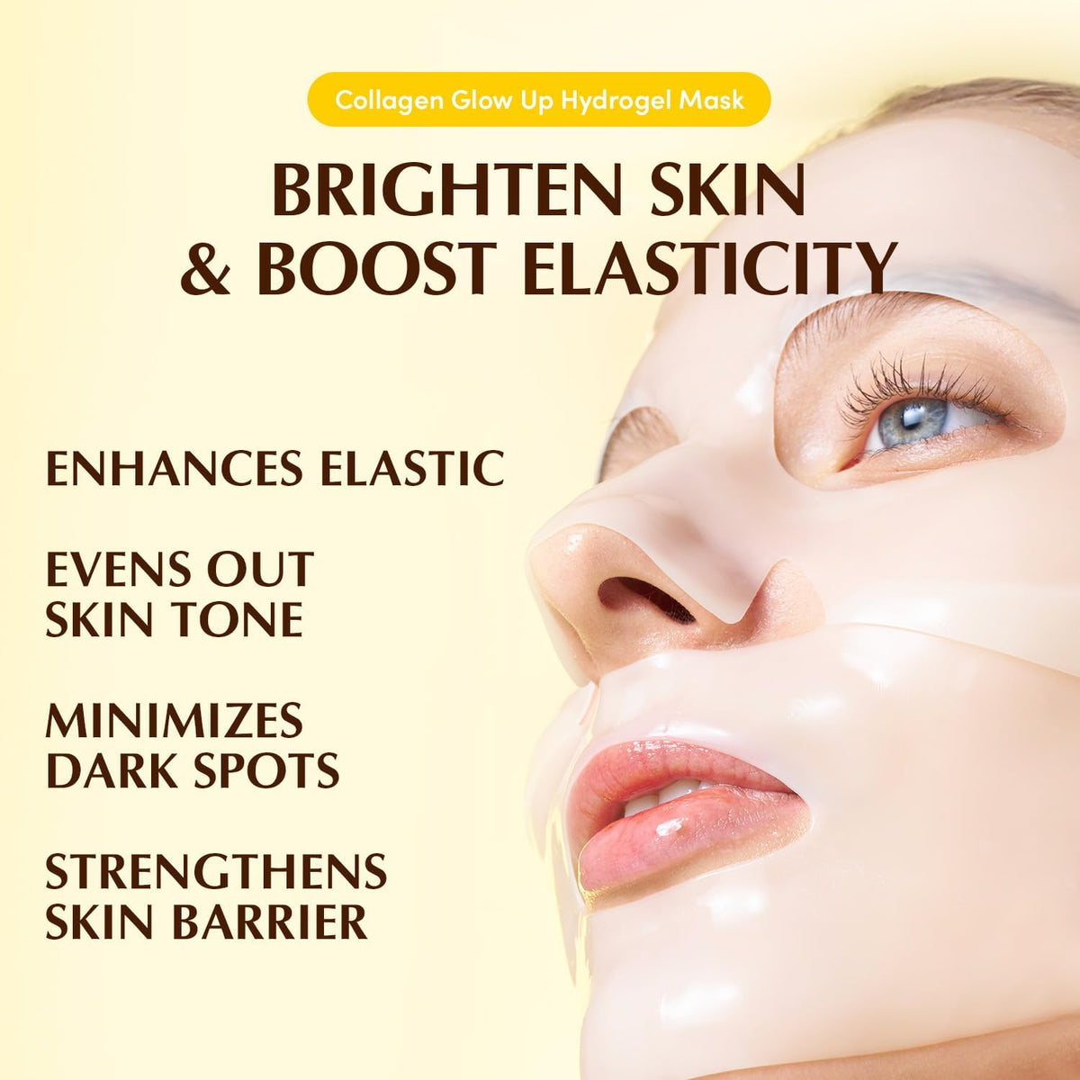 Eqqualberry collagen mask applied on face demonstrating transparency