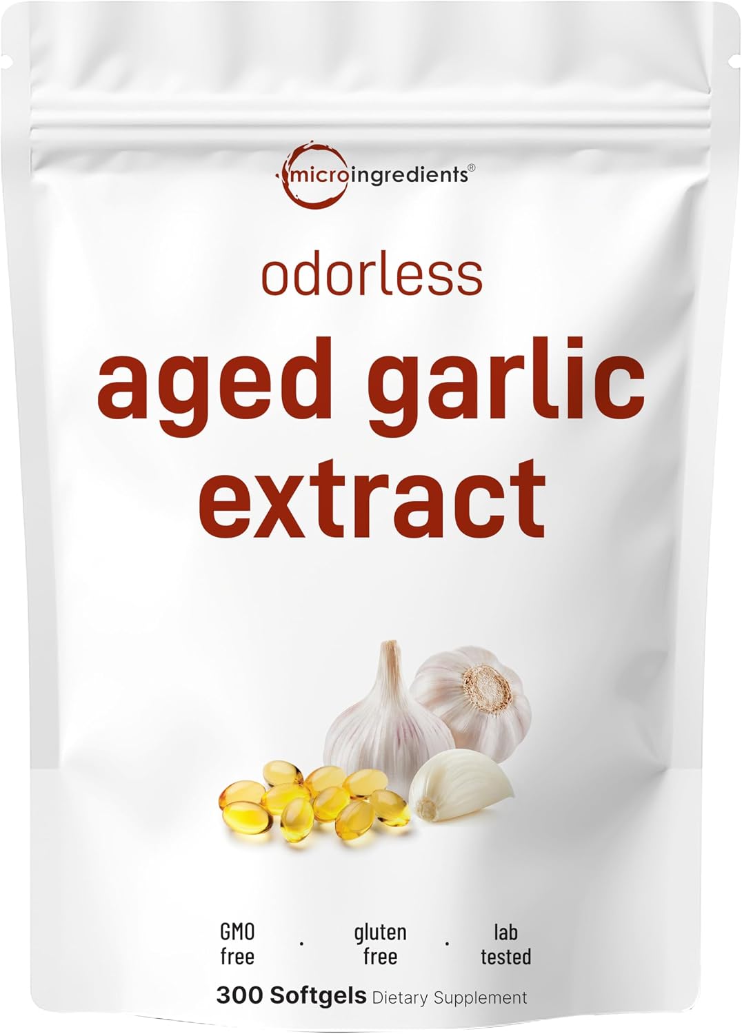 Micro Ingredients Odorless Garlic 150 Softgels complete package overview and seal