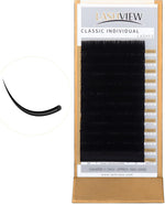 Lashview silk D curl eyelash extensions front tray view