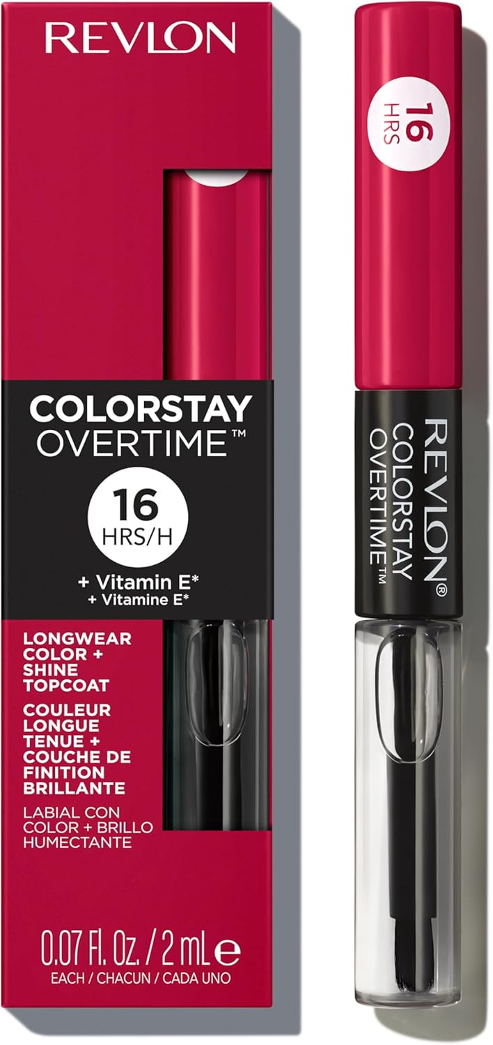 Revlon ColorStay Overtime Lipcolor, 140 Ultimate Wine, 0.07 fl oz | Dual-ended liquid lipstick with clear lip gloss. Moisturizing ingredients. Won't smudge, bleed or feather. - Image 15