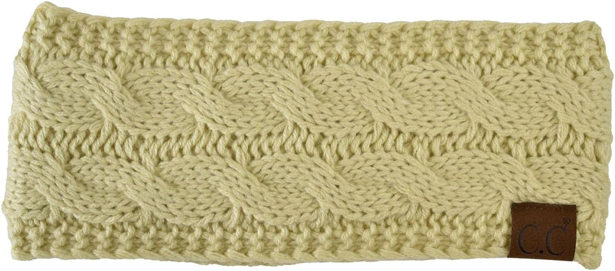 C.C Soft Stretch Winter Warm Cable Knit Fuzzy Lined Ear Warmer Headband - Image 15