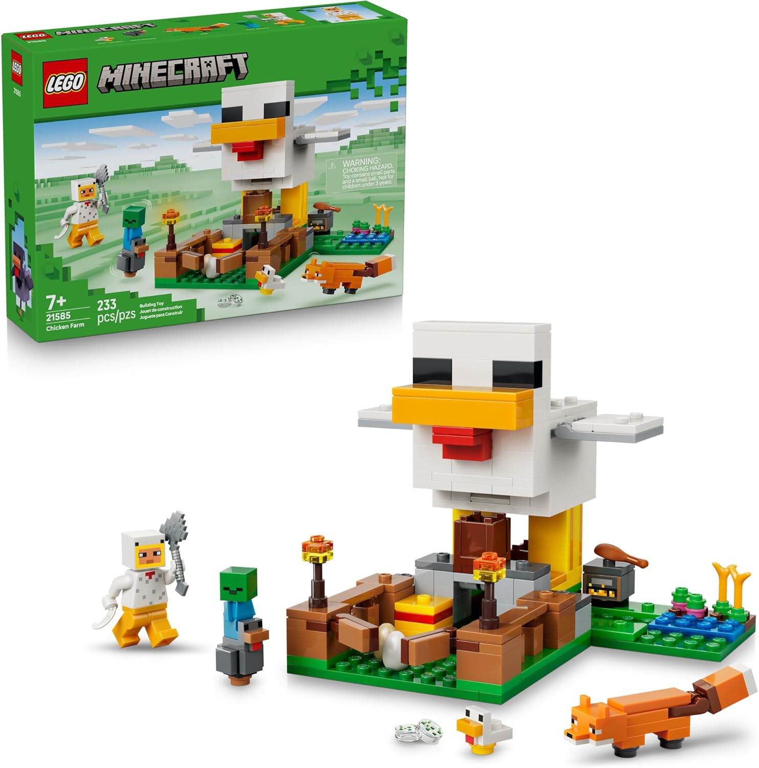 LEGO Minecraft Chicken Farm 21585 set front view