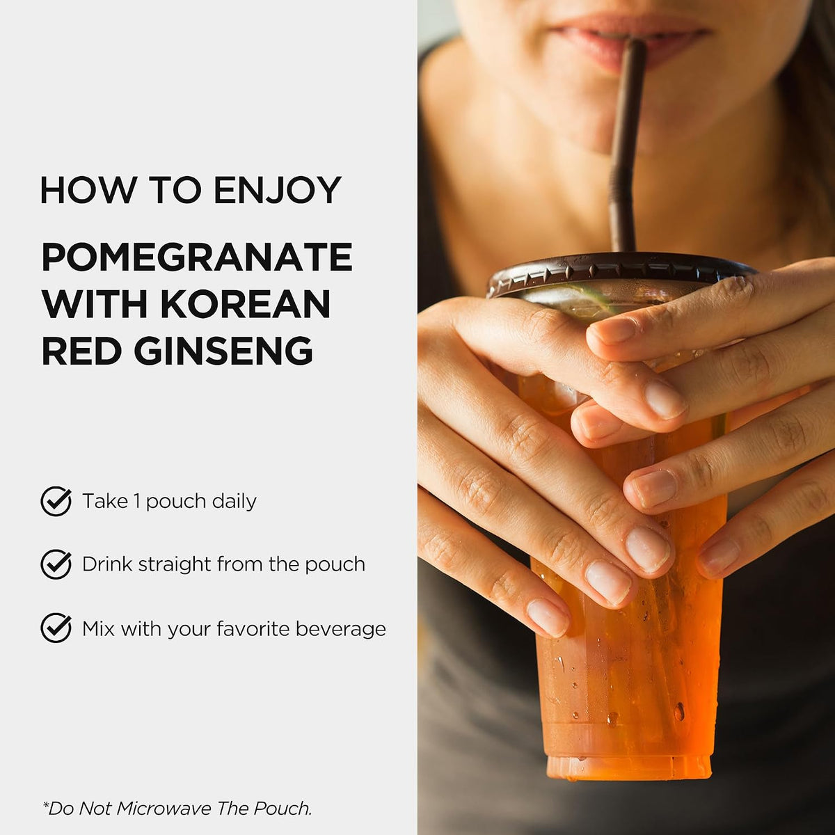 Six year grown Korean red panax ginseng and pomegranate antioxidant drink package contents
