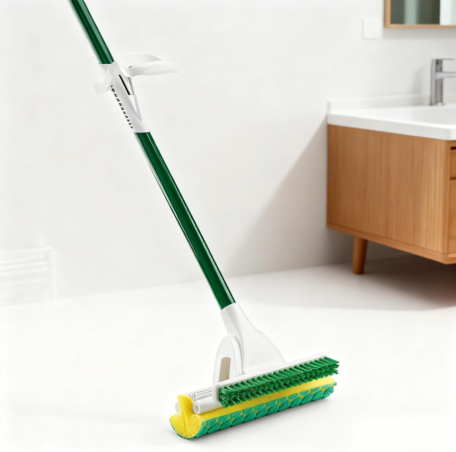 Generic Nitty Gritty Sponge Mop with built-in scrub brush front view