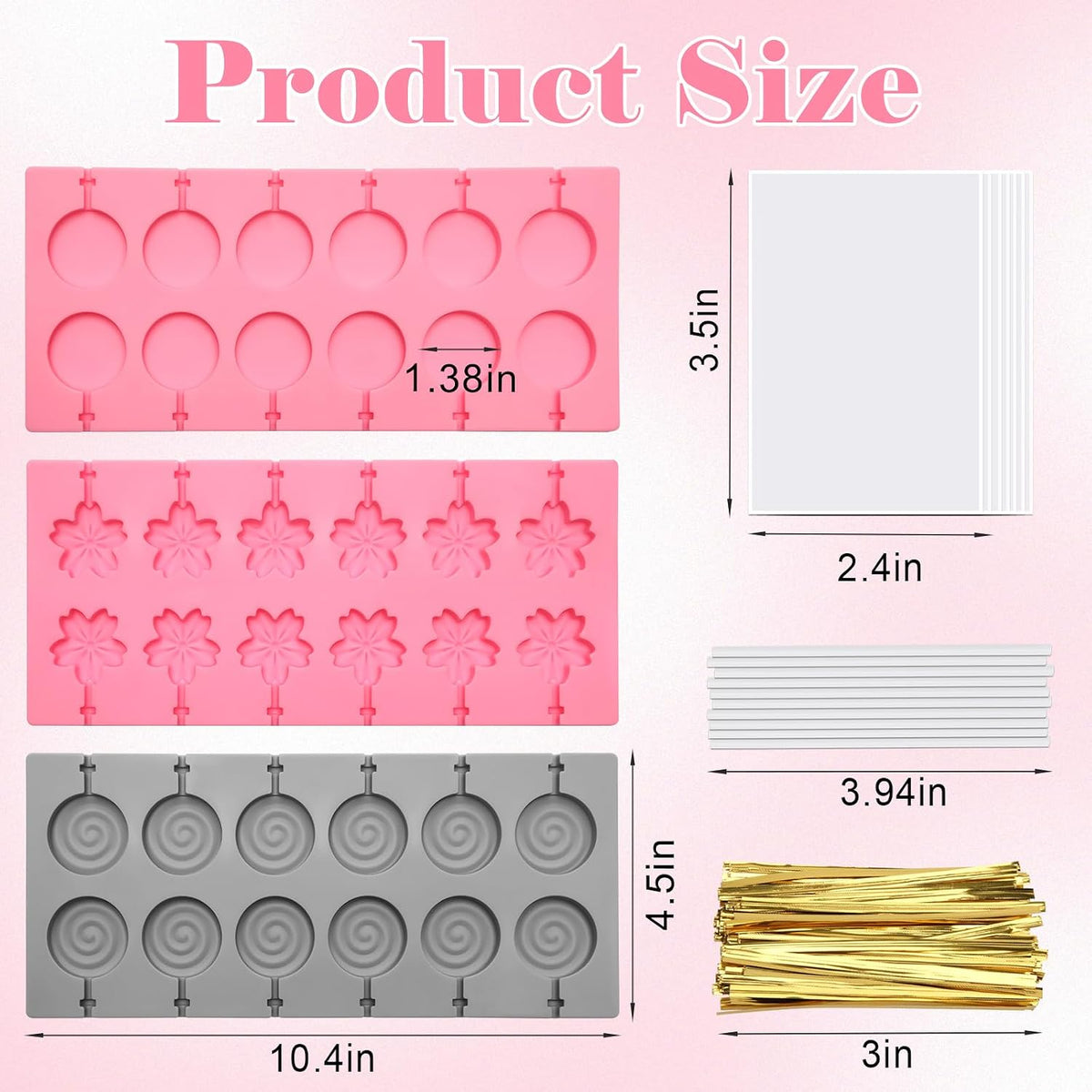 Bettoor silicone lollipop molds showing flower and circle cavities
