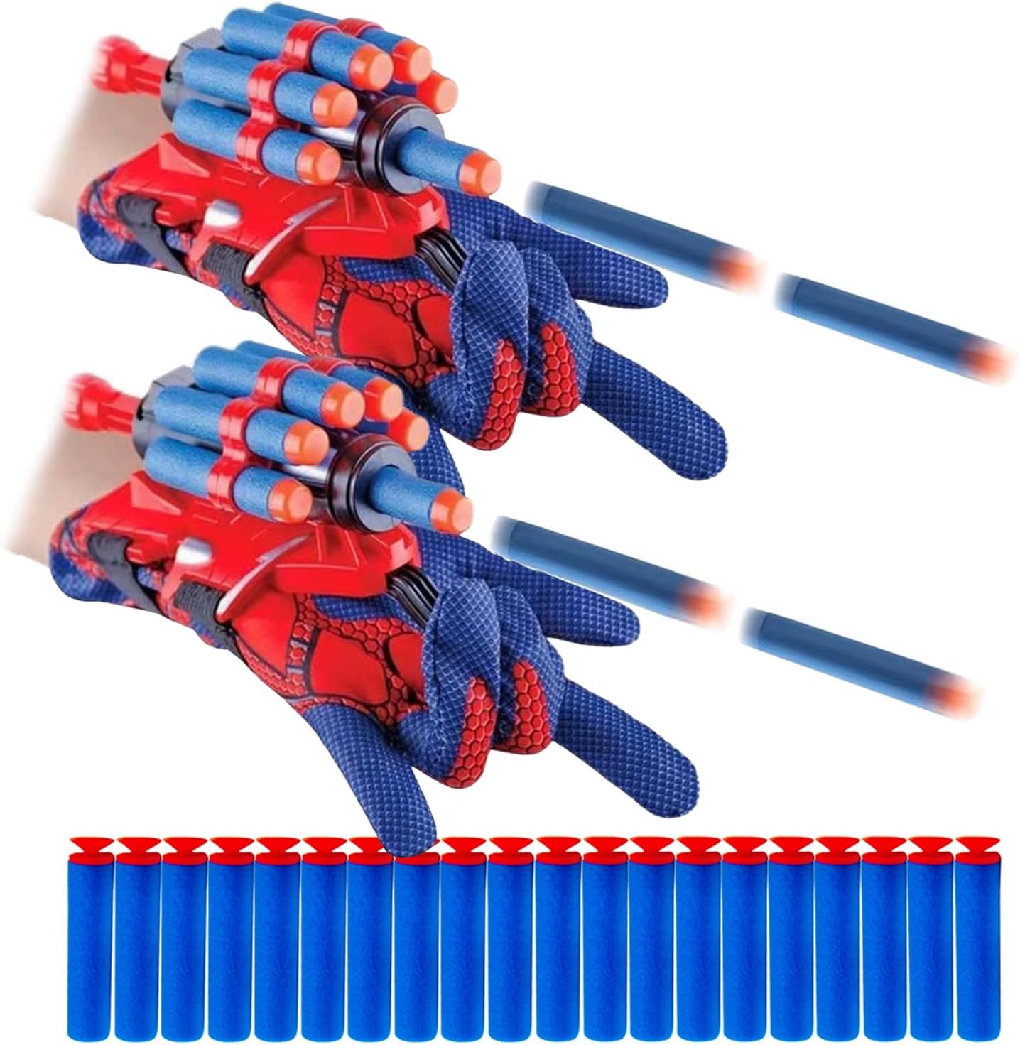 Keumi spider web shooters for kids front view of packaging box and contents