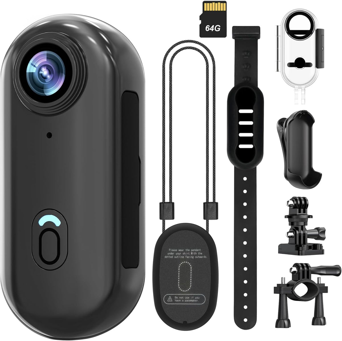 Vauvinmaic 4K WiFi POV Mini Body Camera front view showcasing the ultra-compact design and premium lens.