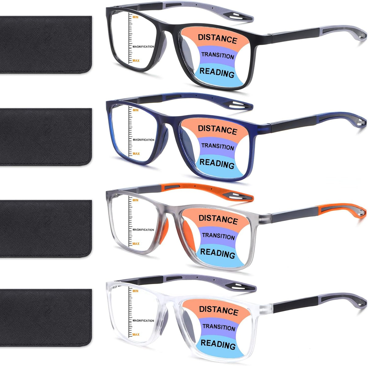 Lsntuu 4 pack progressive multifocus reading glasses front view