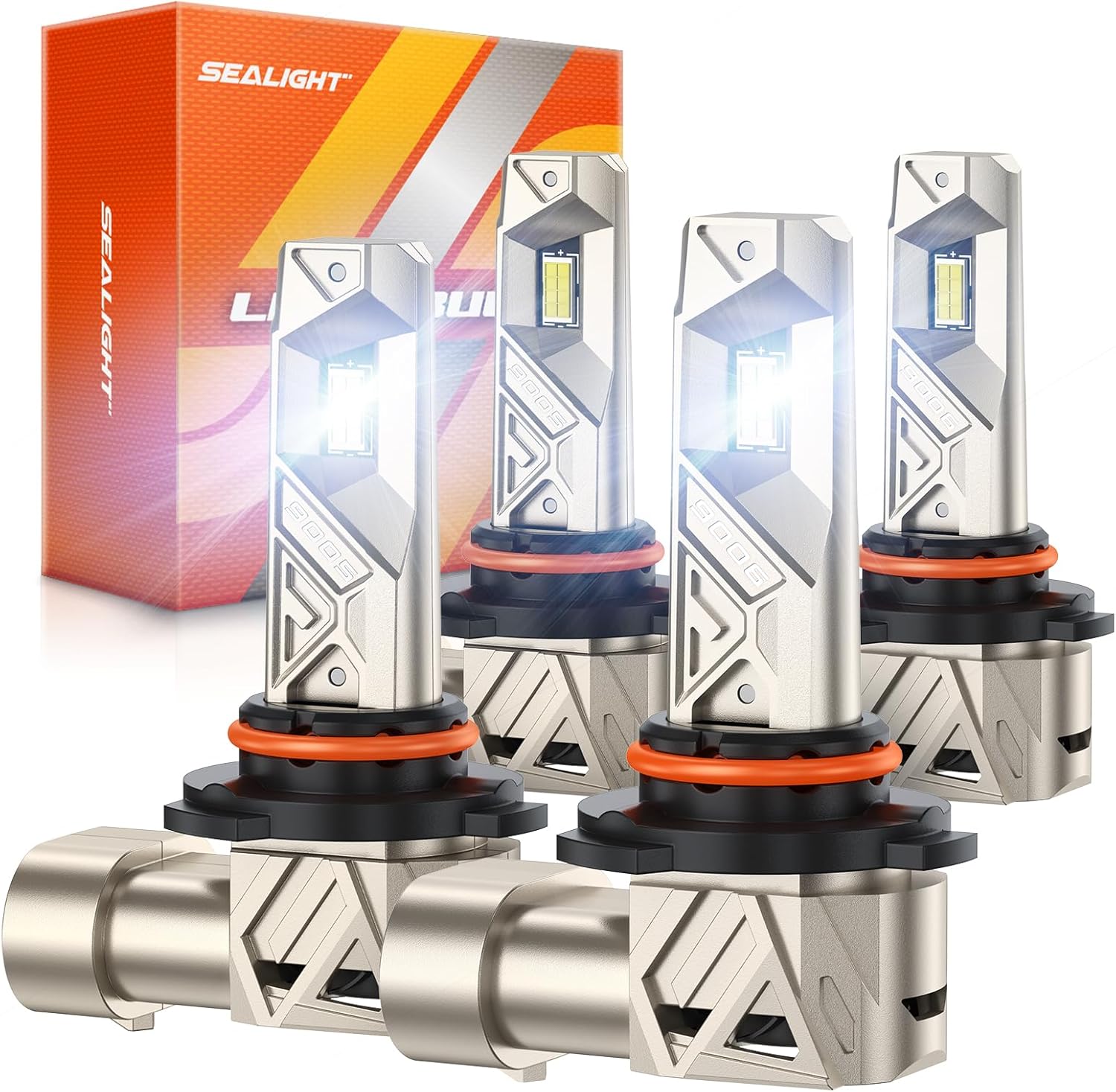 SEALIGHT S6 Pro 9005 9006 LED headlight bulbs combo pack front view showcasing premium automotive lighting upgrade elements