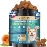 VICSOM Dog Probiotic Soft Chews front view packaging for pet digestive health