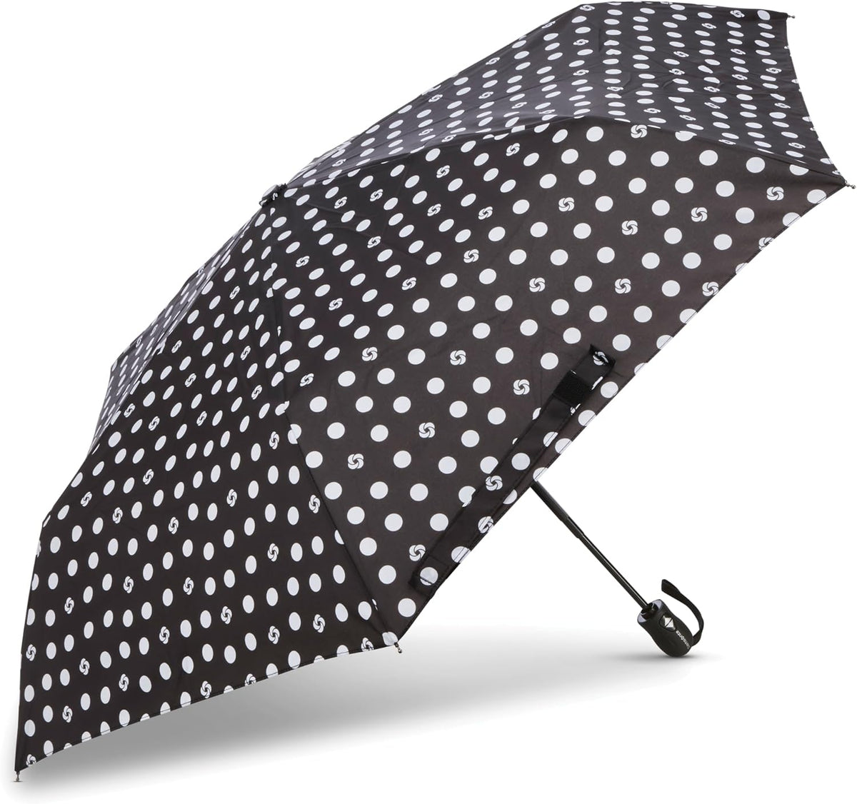 Samsonite compact umbrella packed inside backpack storage