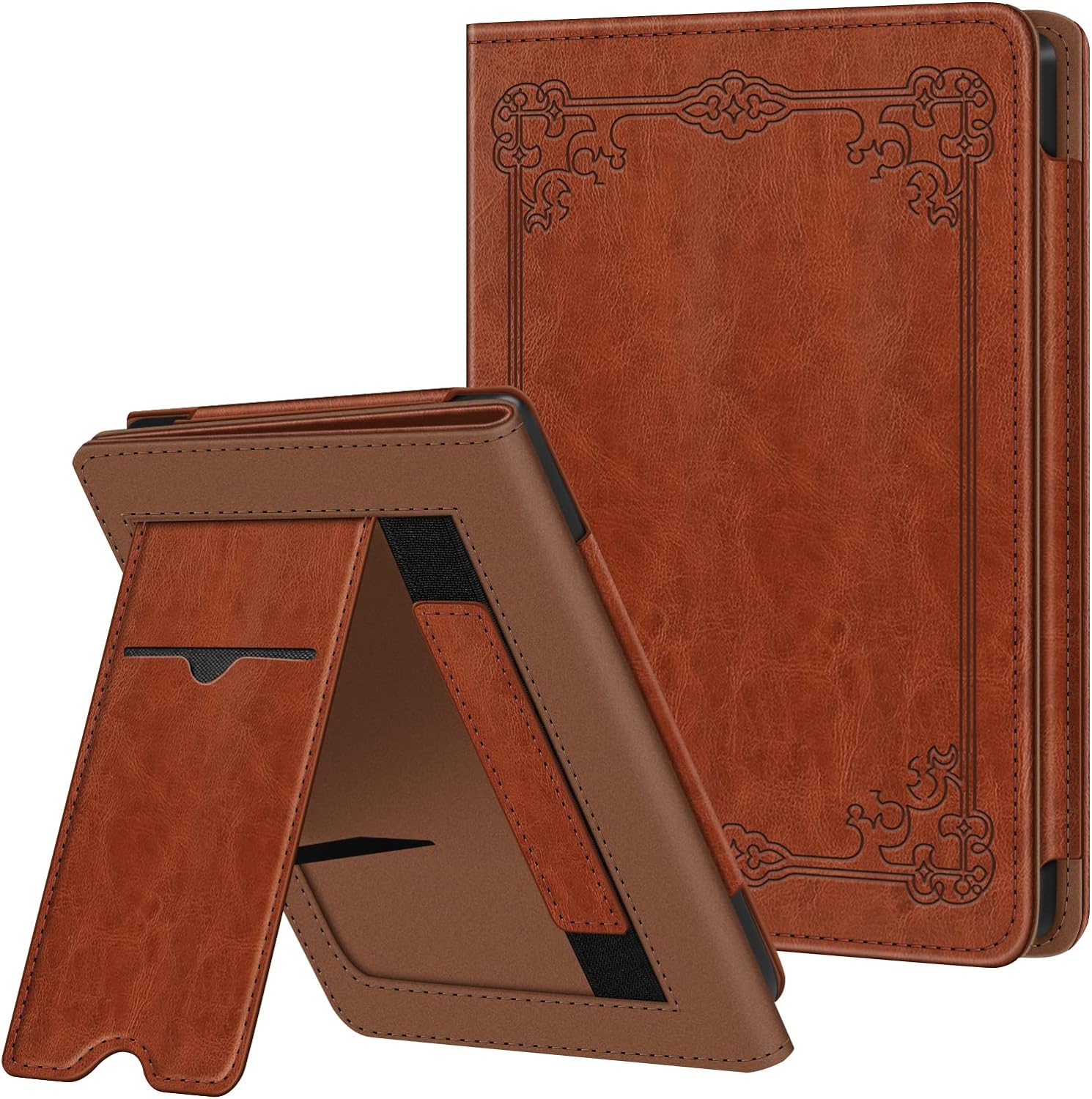Fintie stand case for Kobo Clara Colour front view in vintage brown