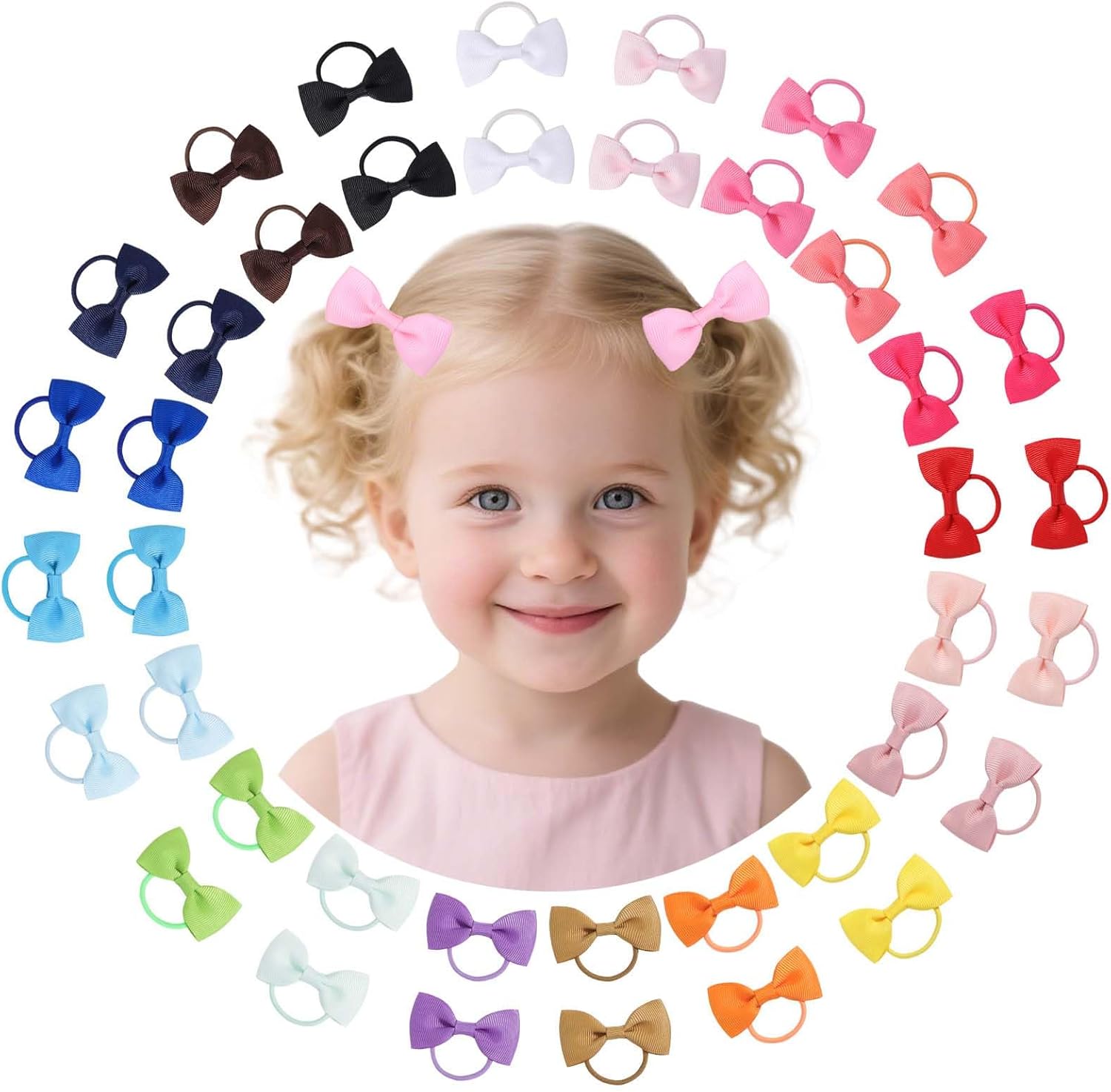 Ywaoaijd 40pcs baby hair ties with bows front view