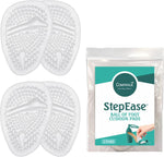 Comfwalk StepEase Gel Metatarsal Pads front view showing clear silicone design for foot pain relief.