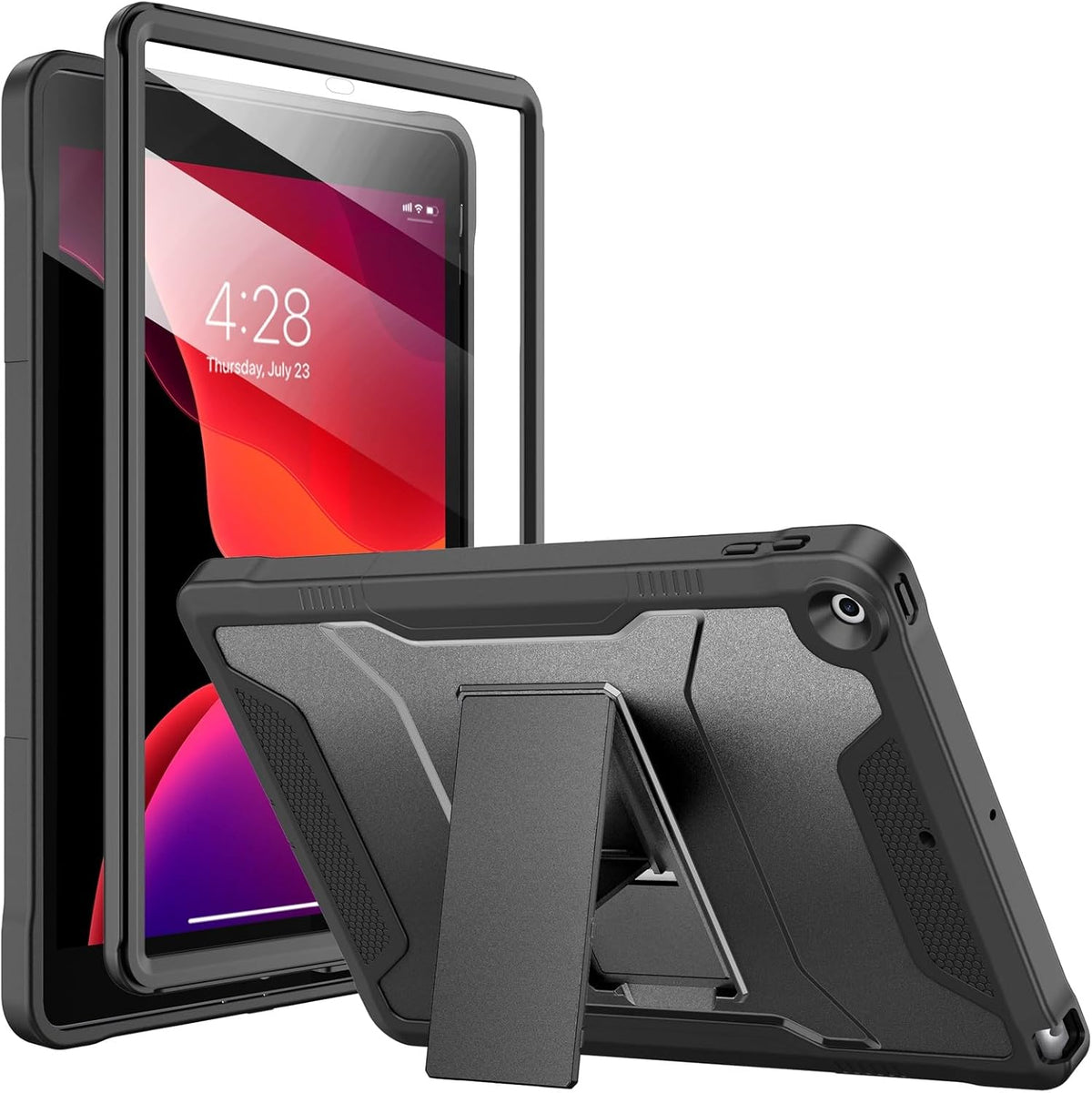 Soke iPad 10.2 Inch rugged protective case black front view