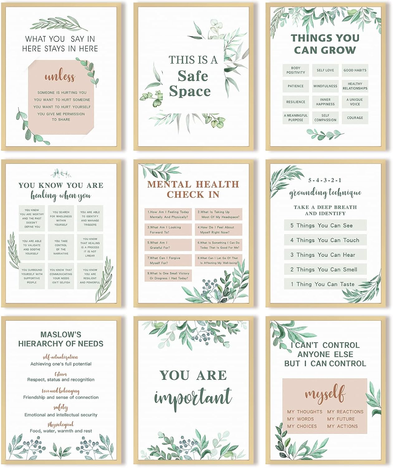 Outus 9 Pcs Mental Health Posters Mental Health Awareness Posters - Image 1