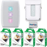 Fujifilm Instax Mini Link 3 Printer Bundle front view showing the sleek clay white smartphone printer.