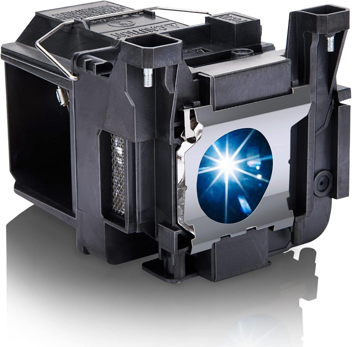 EWO'S ELP89 replacement lamp front view showcasing the pre-installed black housing module for home cinema projectors.