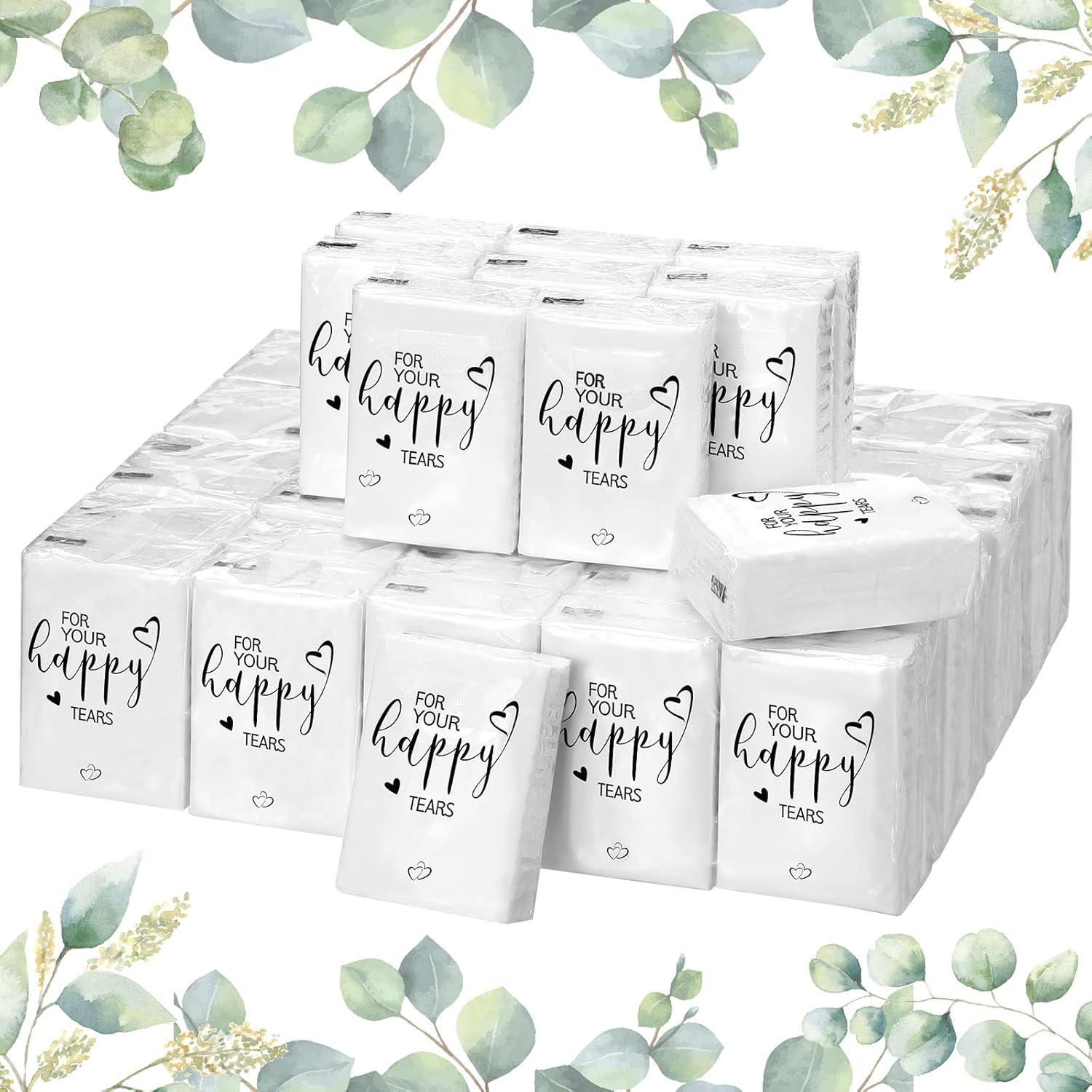 Spiareal happy tears tissues front view showing elegant heart pattern packaging.