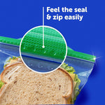 Ziploc food storage bags close up of zipper seal
