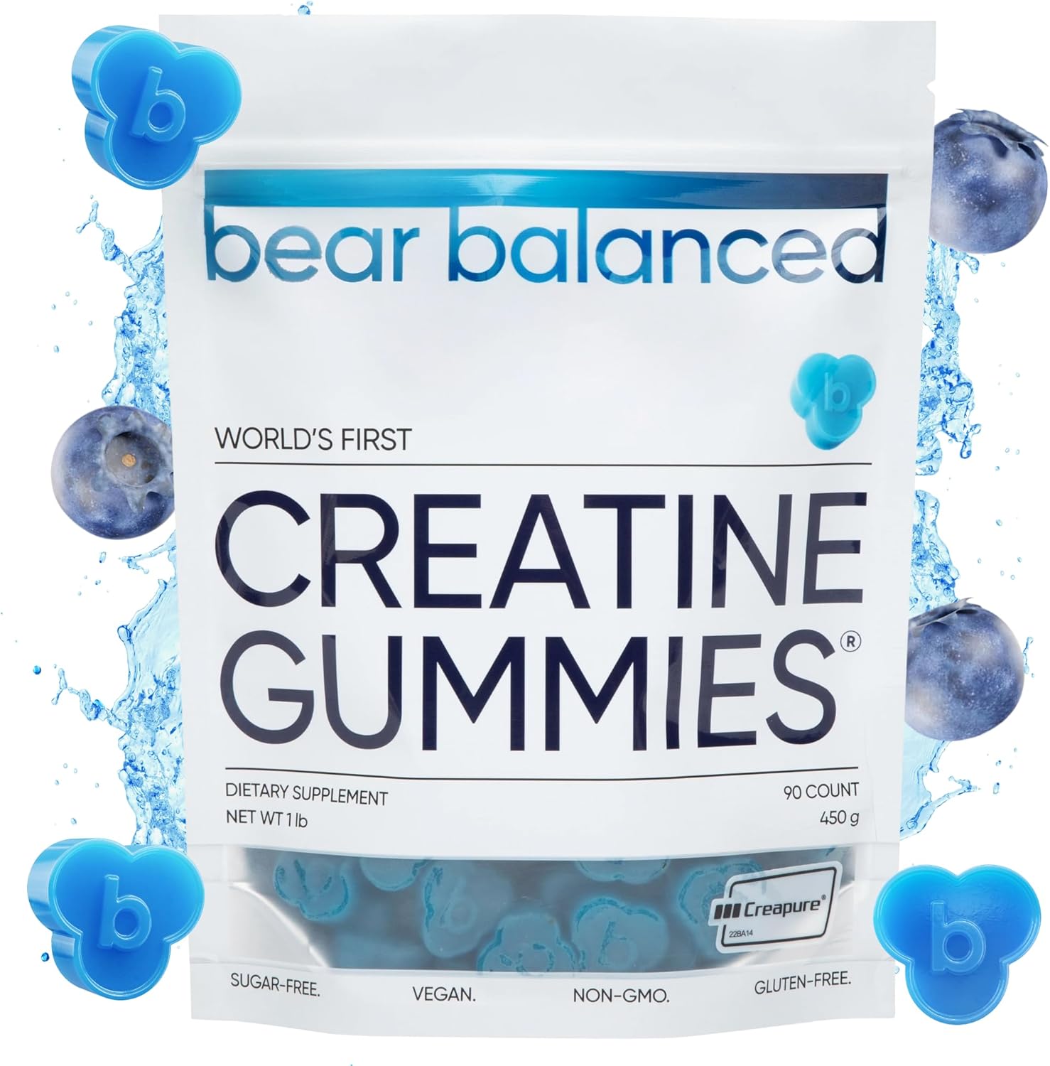 Bear Balanced Creatine Gummies front view bottle and pouch